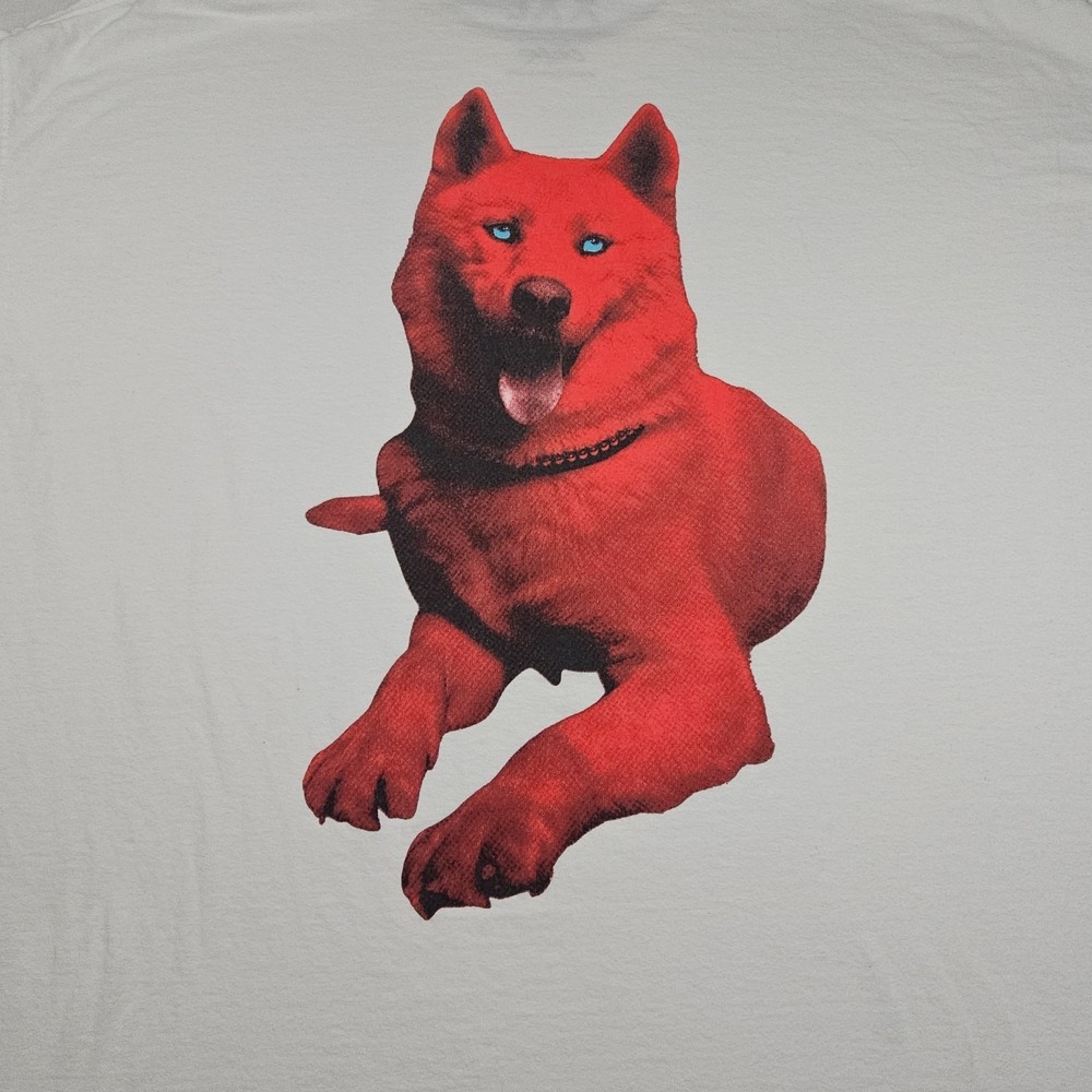 Omar-L‎ Red Wolf Dog Graphic White T Shirt Brain Front Print Men's XXL - Picture 4 of 9